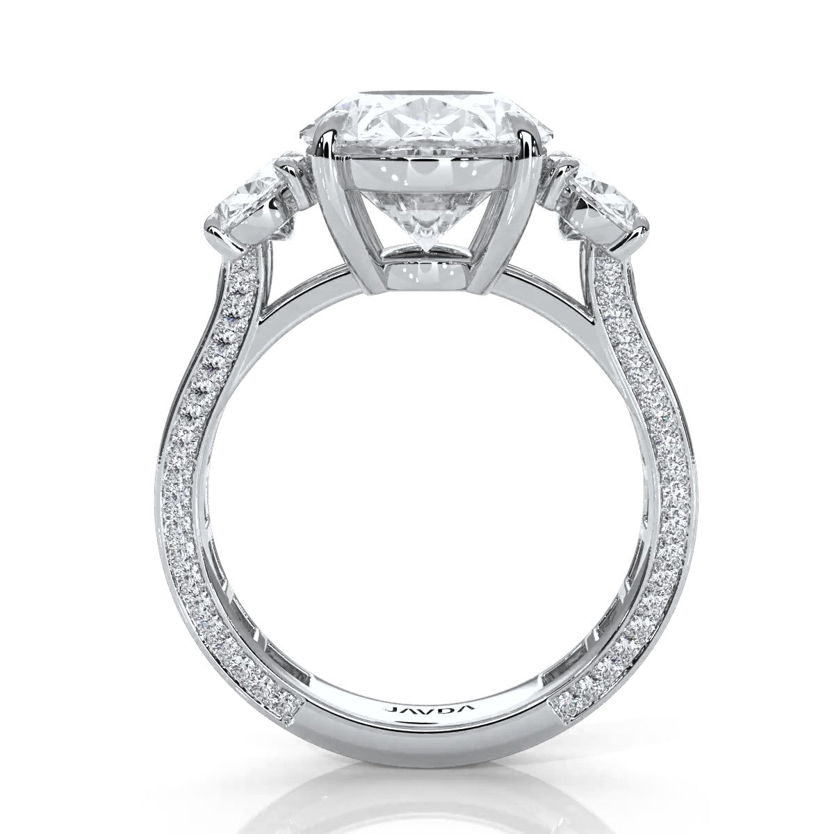 3 Stone Oval Lab Grown Diamond Engagement Ring IGI Certified 14k White Gold 10.02 Ctw.